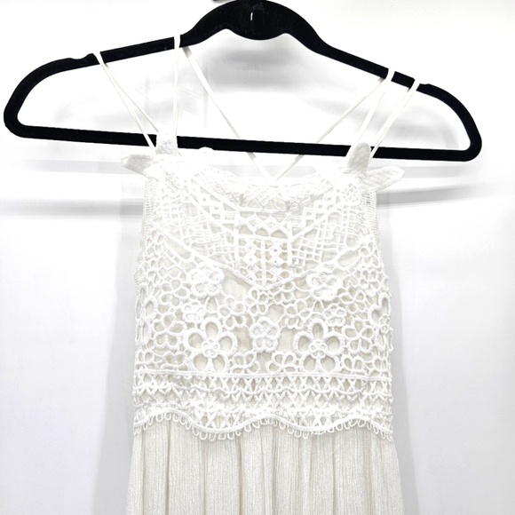 Chelsea & Violet Girls White Lace Gauze Strappy Ruffle Dress Girls Medium - Picture 4 of 6